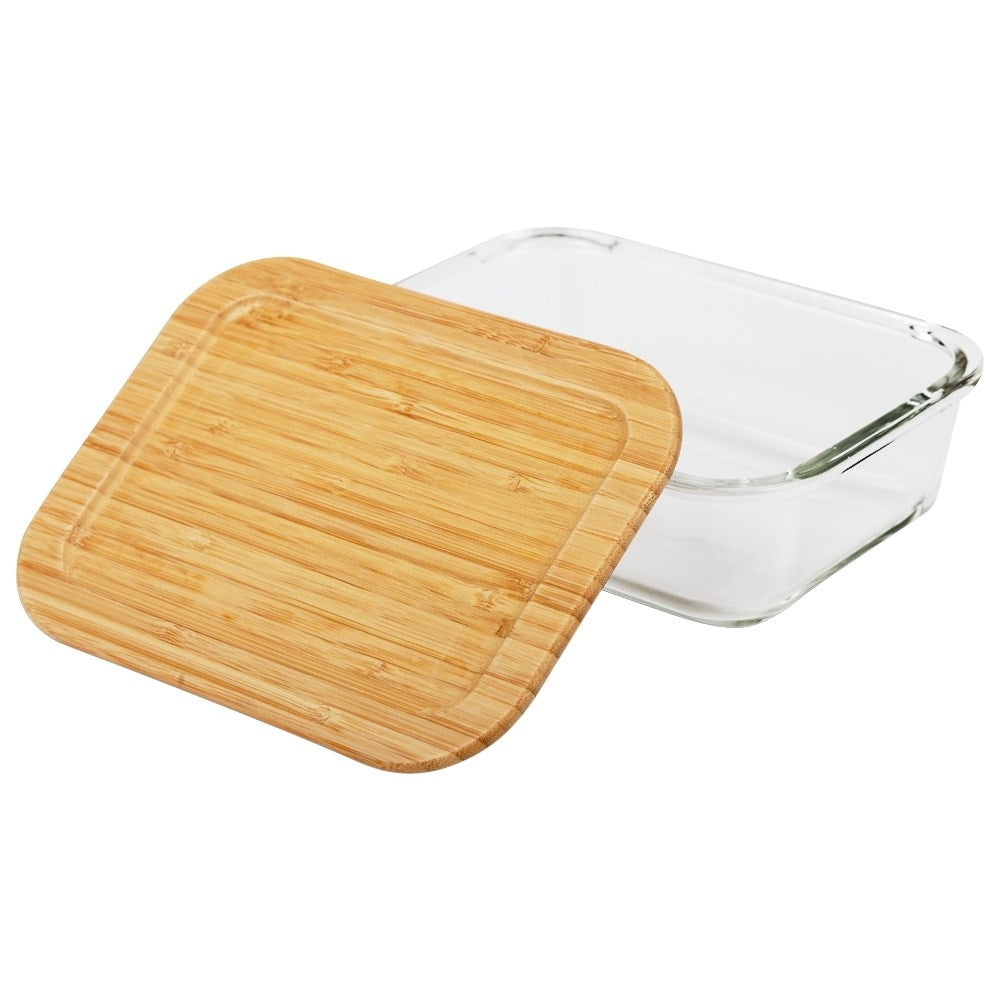 Glass container with Bamboo lid - Food storage, Dishwasher & Microwave safe