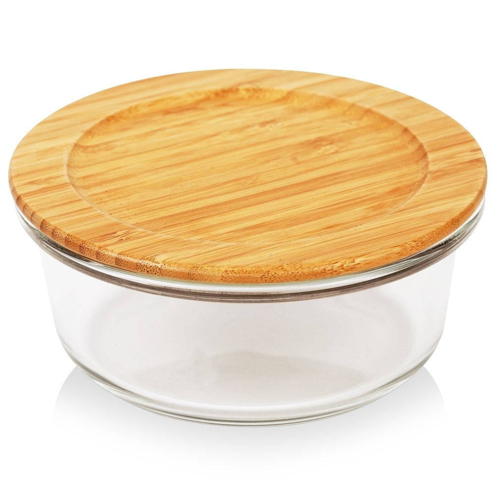 Glass container with Bamboo lid - Storage, Dishwasher & Microwave