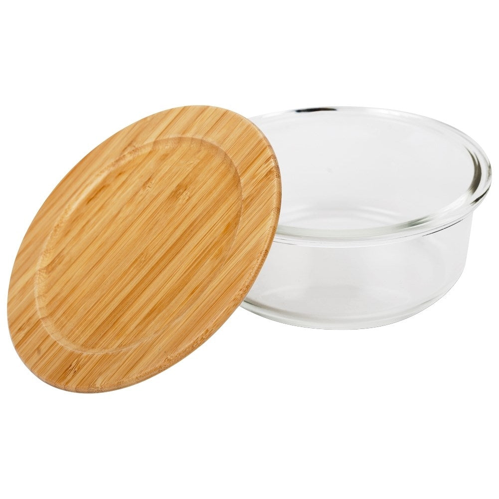 Glass container with Bamboo lid - Storage, Dishwasher & Microwave