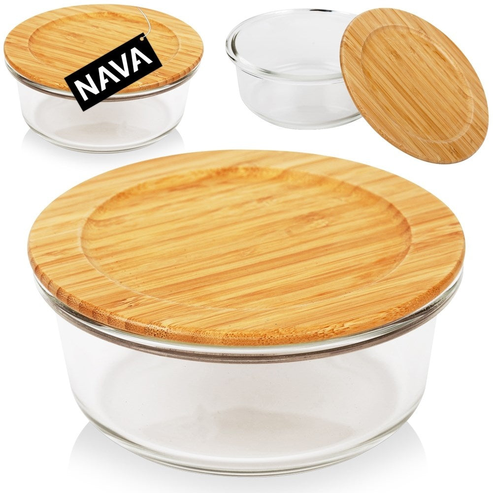 Glass container with Bamboo lid - Storage, Dishwasher & Microwave