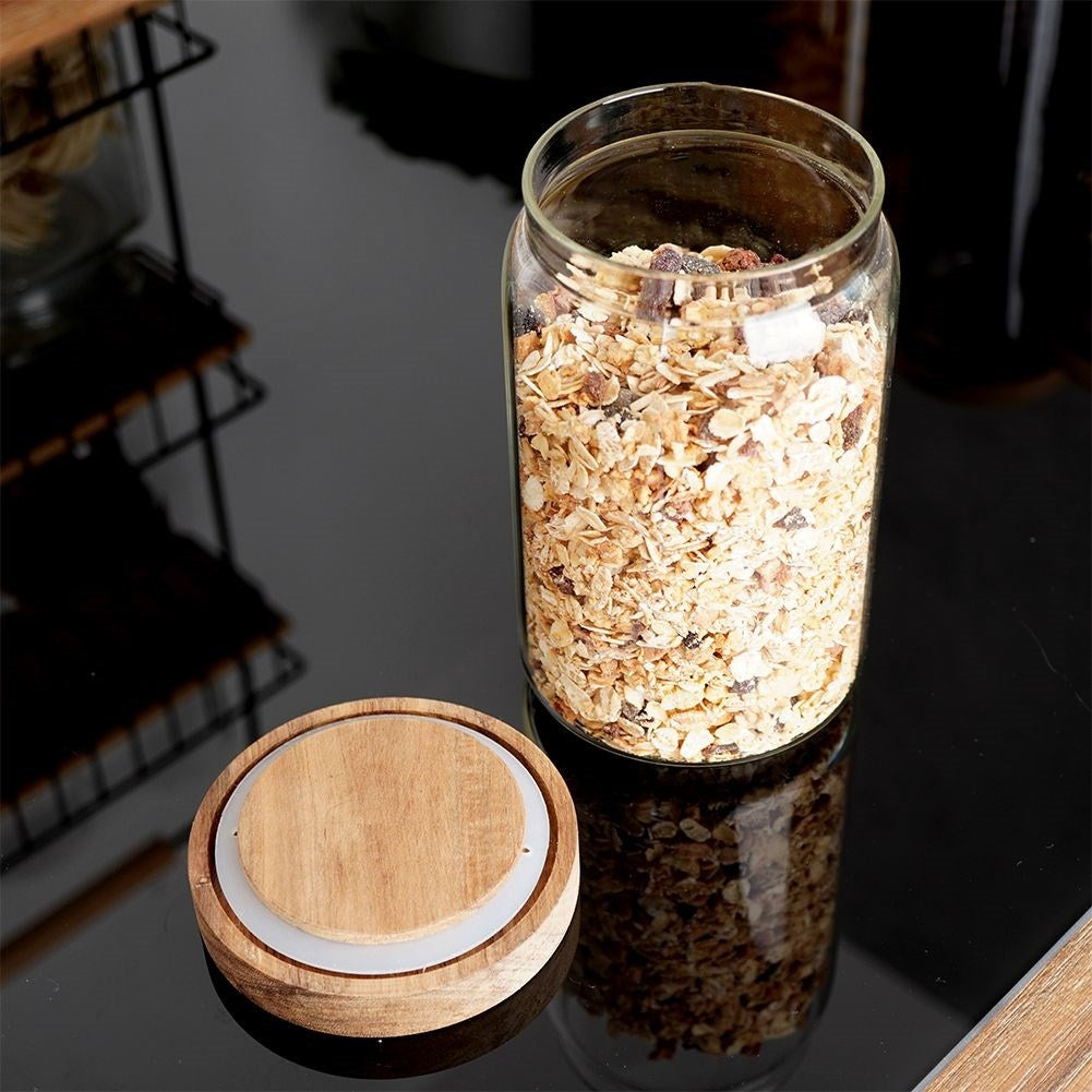 Glass container with acacia wood lid - Food storage in style