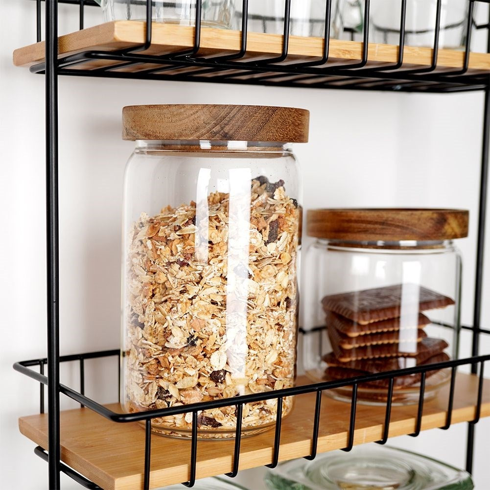 Glass container with acacia wood lid - Food storage in style