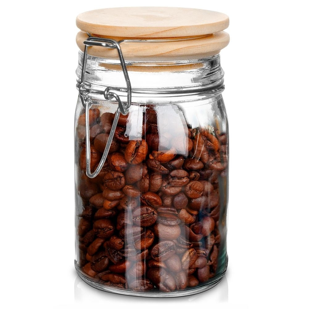 Glass container with bamboo lid, 250 ml, tight-fitting patent lock