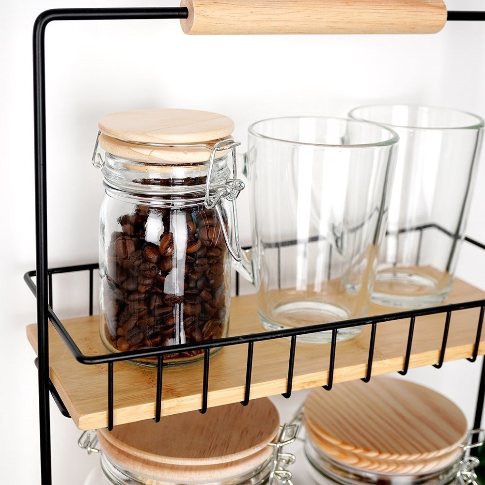 Glass container with bamboo lid, 250 ml, tight-fitting patent lock