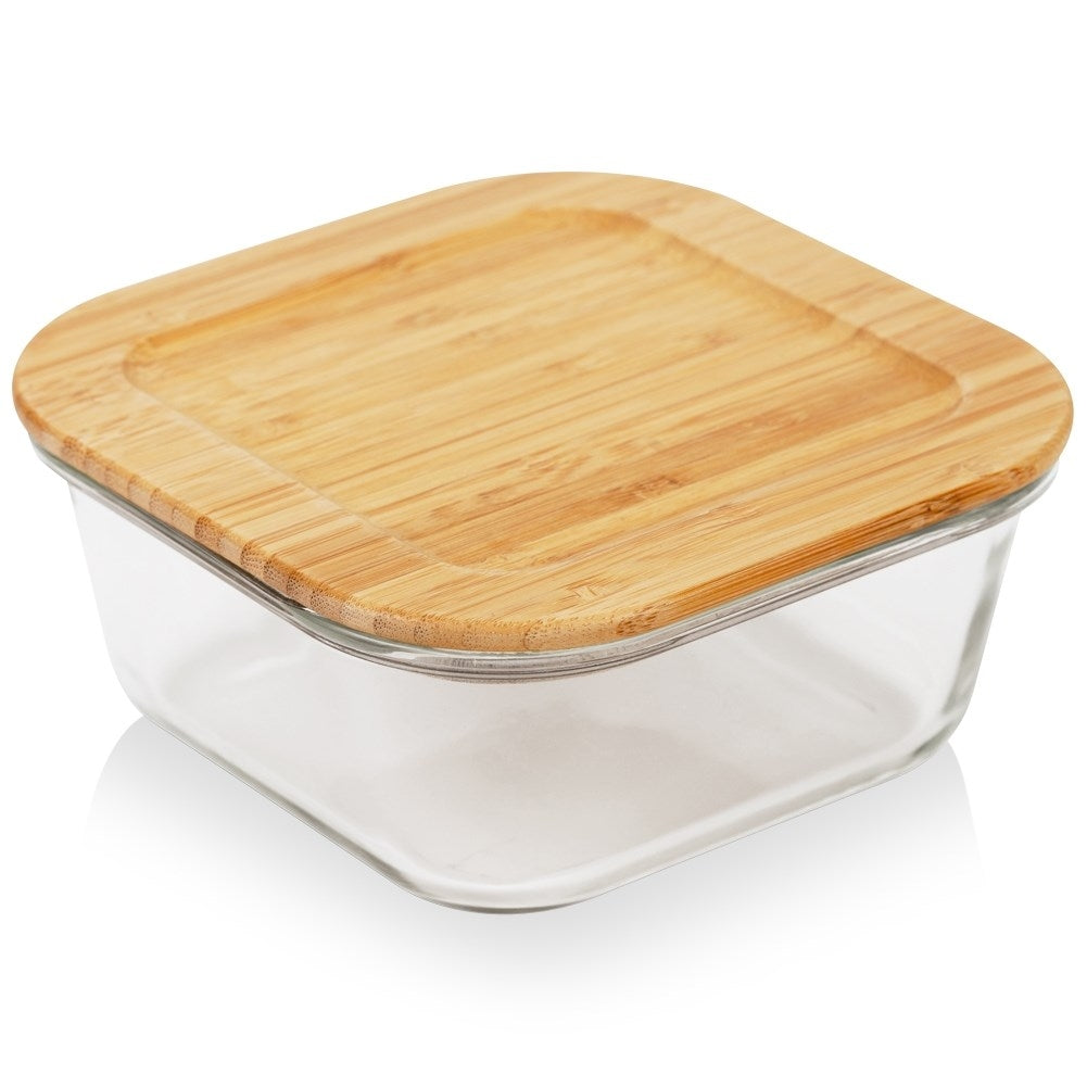 Glass container with bamboo lid - Dishwasher & microwave safe