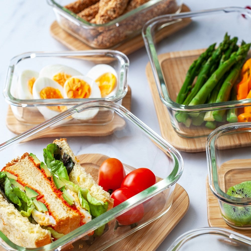 Glass container with bamboo lid - Dishwasher & microwave safe