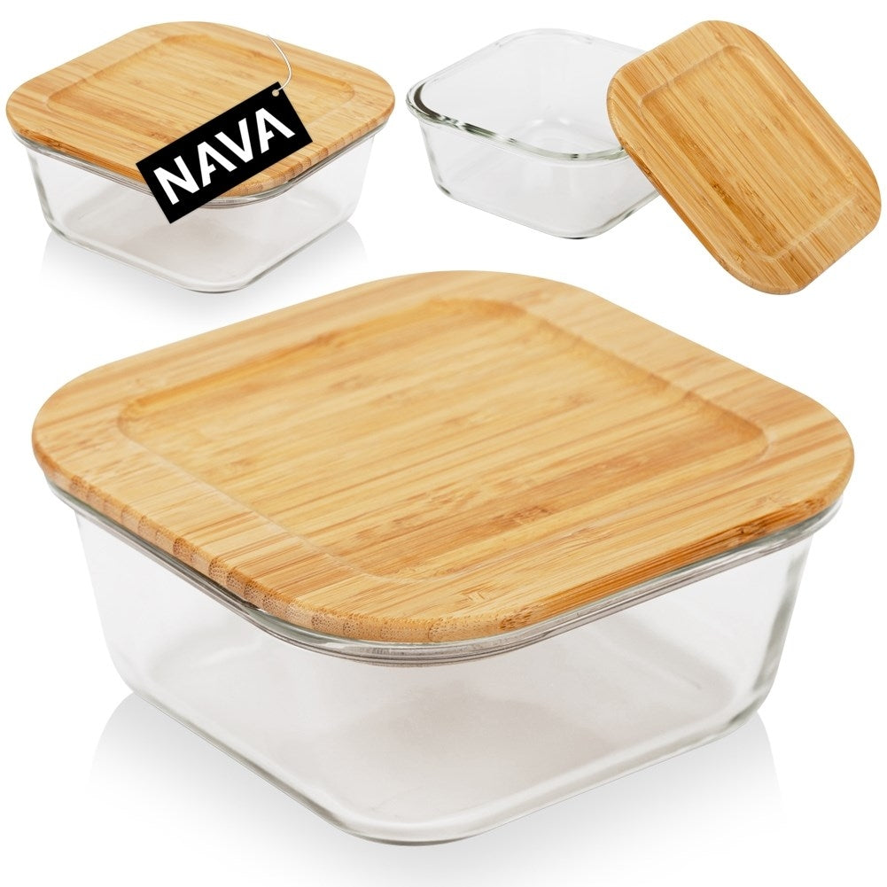Glass container with bamboo lid - Dishwasher & microwave safe