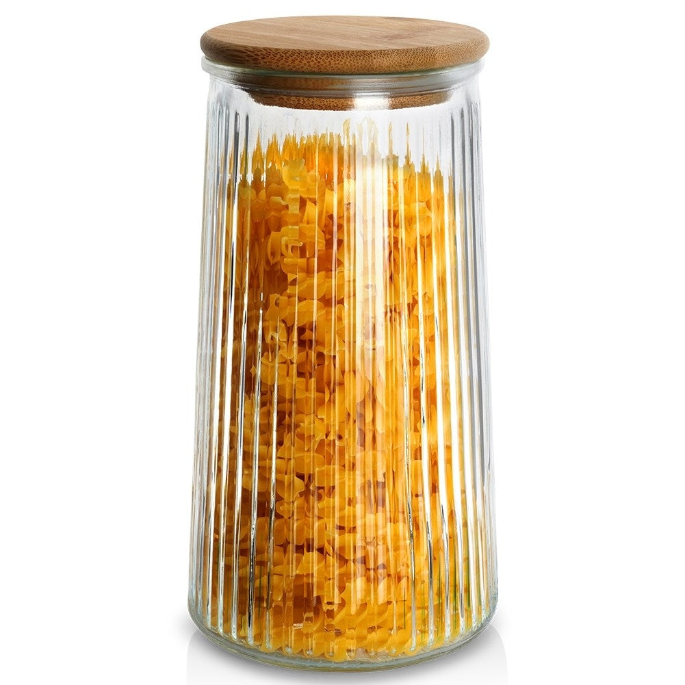 Glass container with bamboo lid - airtight and dishwasher safe