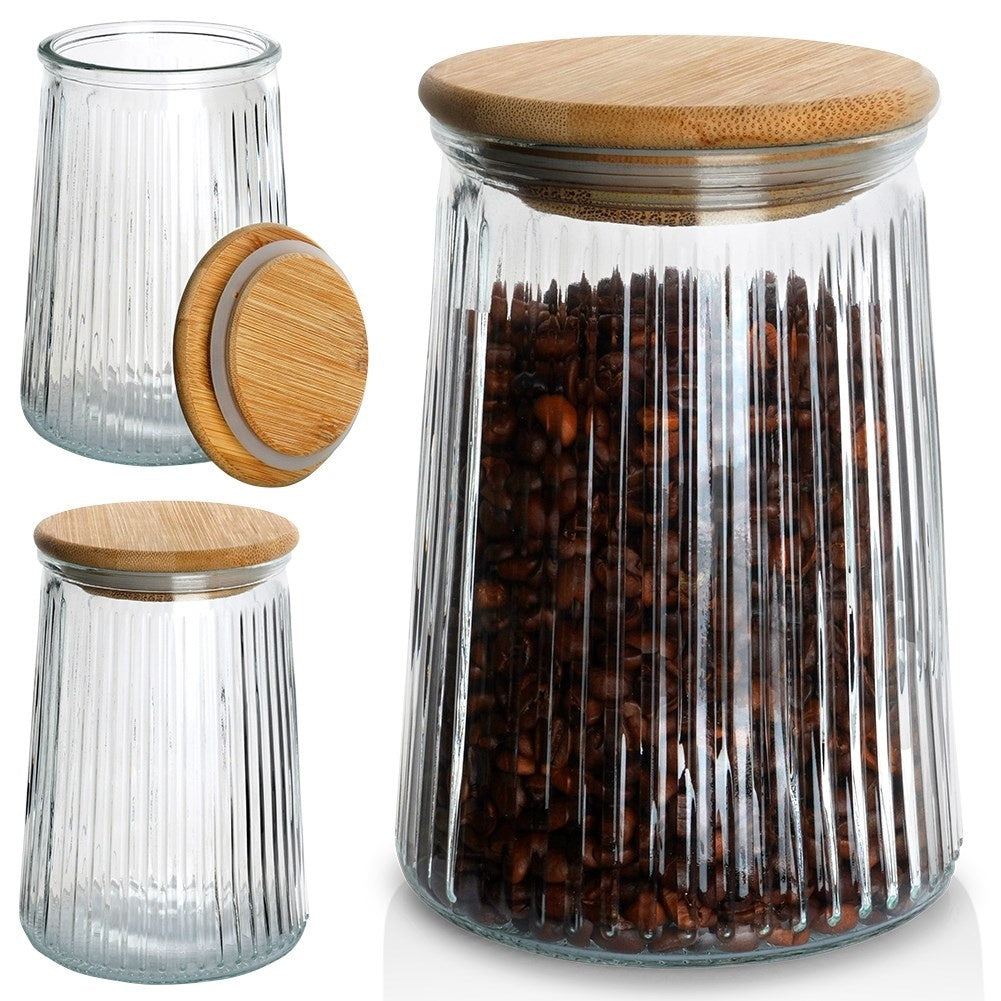 Glass container with bamboo lid - airtight and dishwasher safe