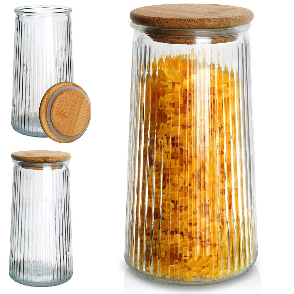 Glass container with bamboo lid - airtight and dishwasher safe