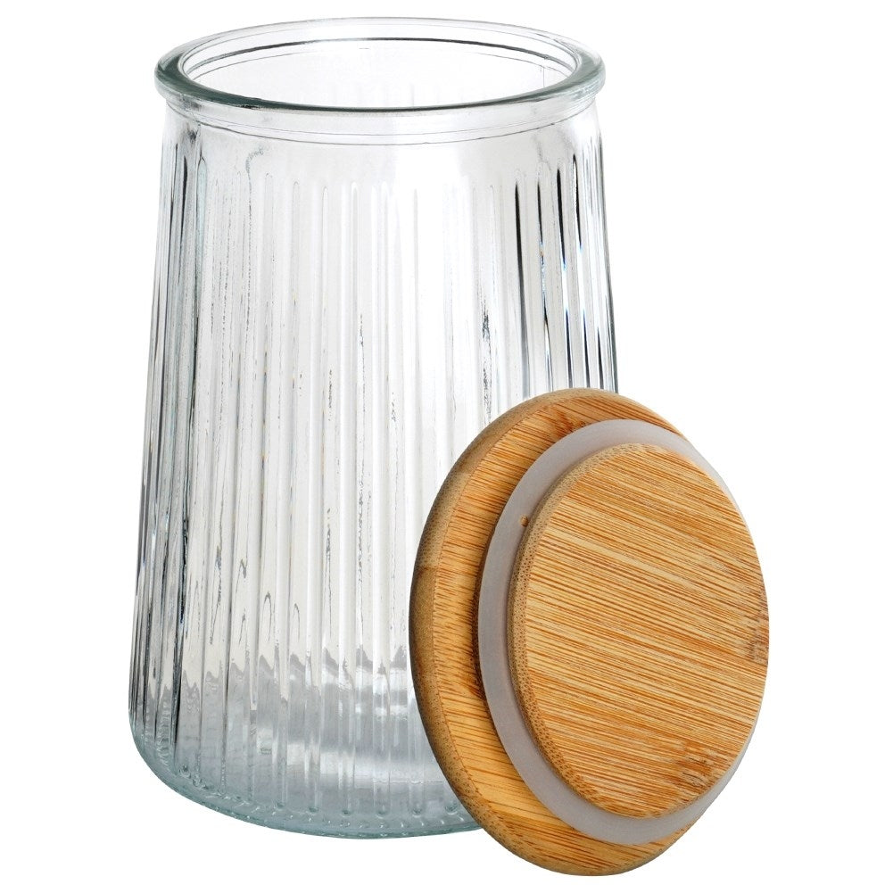 Glass container with bamboo lid - airtight and dishwasher safe