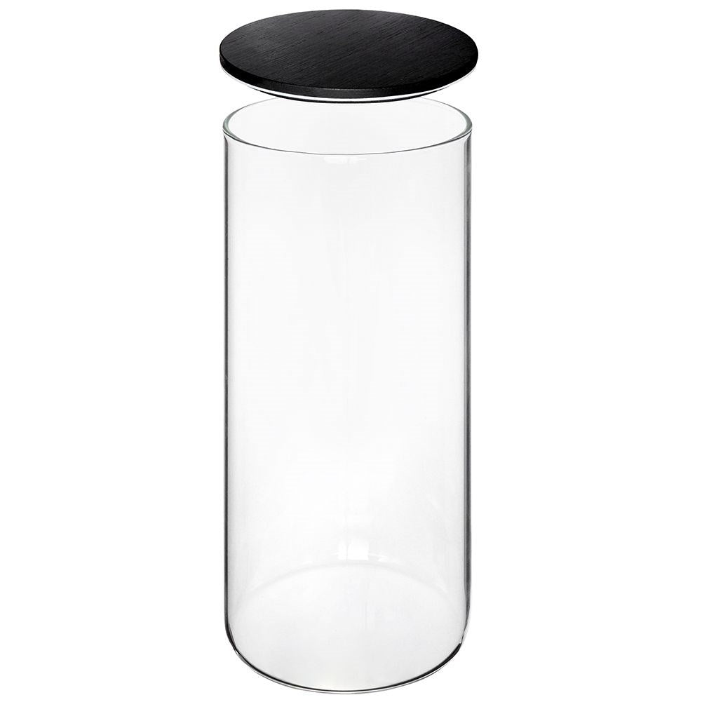 Glass container with bamboo lid for food storage