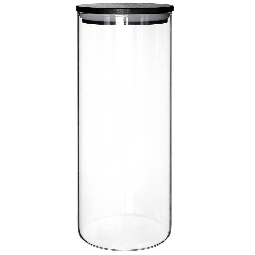 Glass container with bamboo lid for food storage