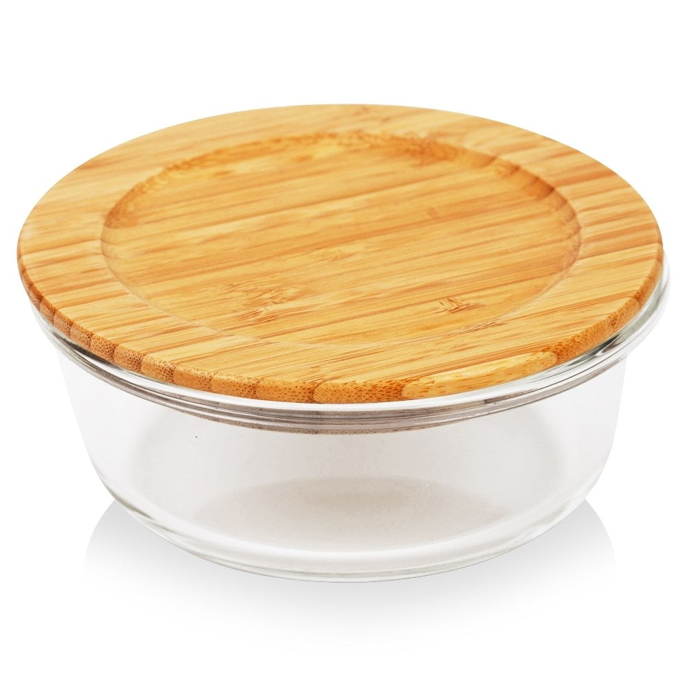 Glass container with bamboo lid - storage, dishwasher, microwave