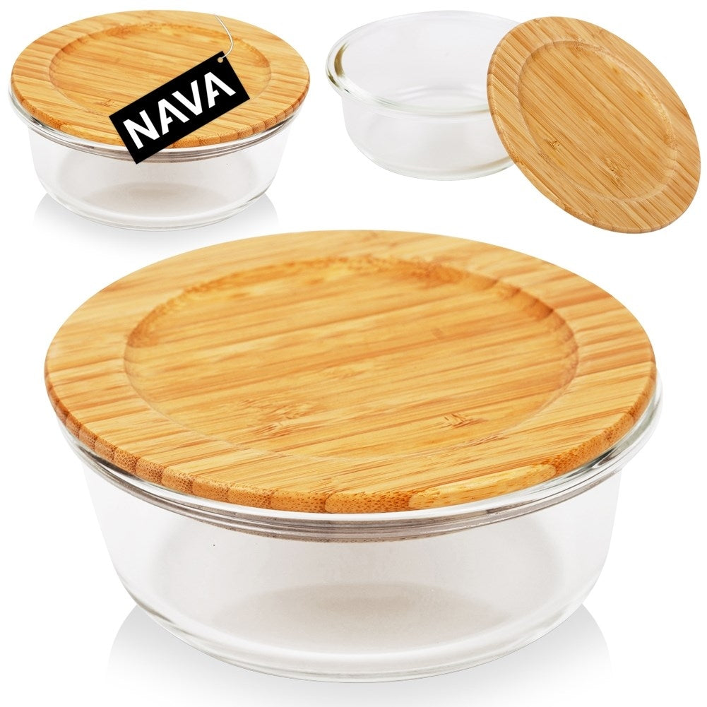 Glass container with bamboo lid - storage, dishwasher, microwave