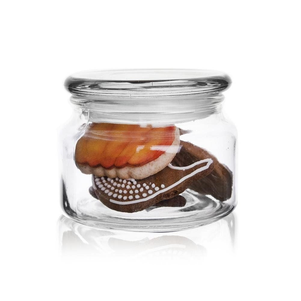 Glass container with tight-fitting lid for storage