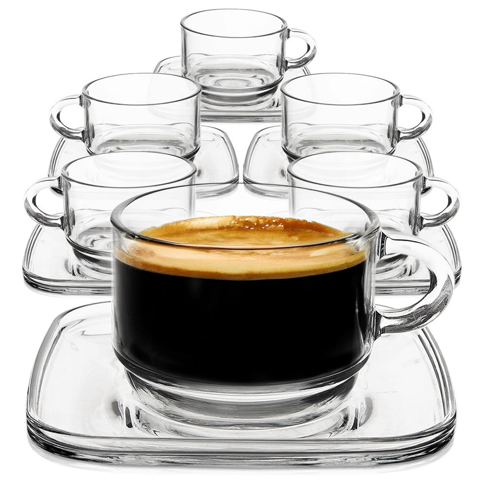 Glass cup with saucer 250 ml 6 pcs.