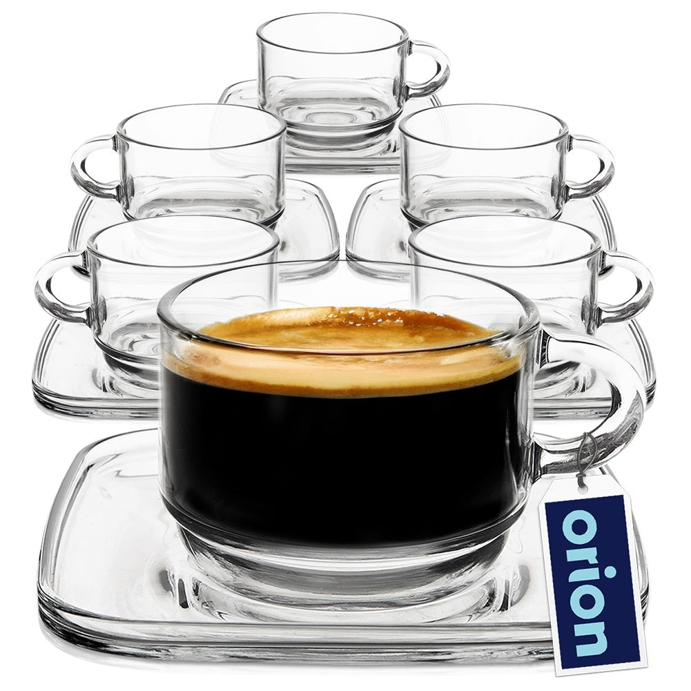 Glass cup with saucer 250 ml 6 pcs.