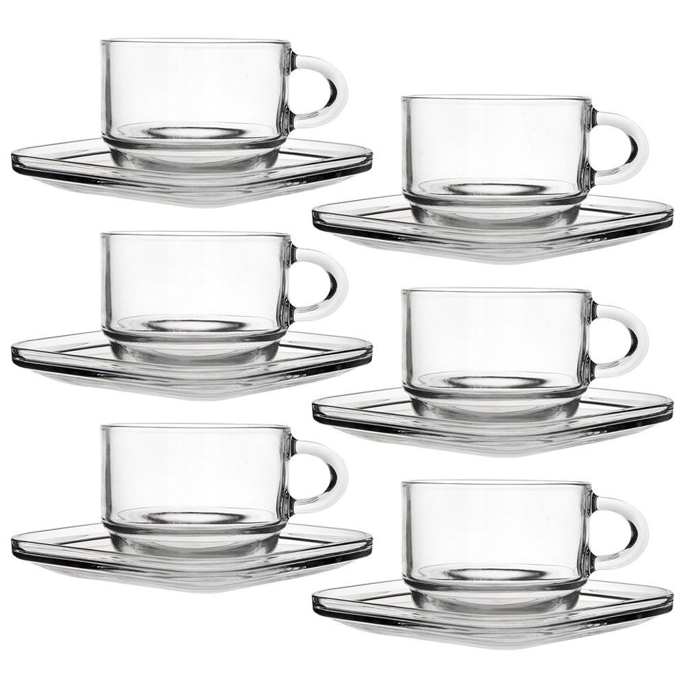 Glass cup with saucer 250 ml 6 pcs.