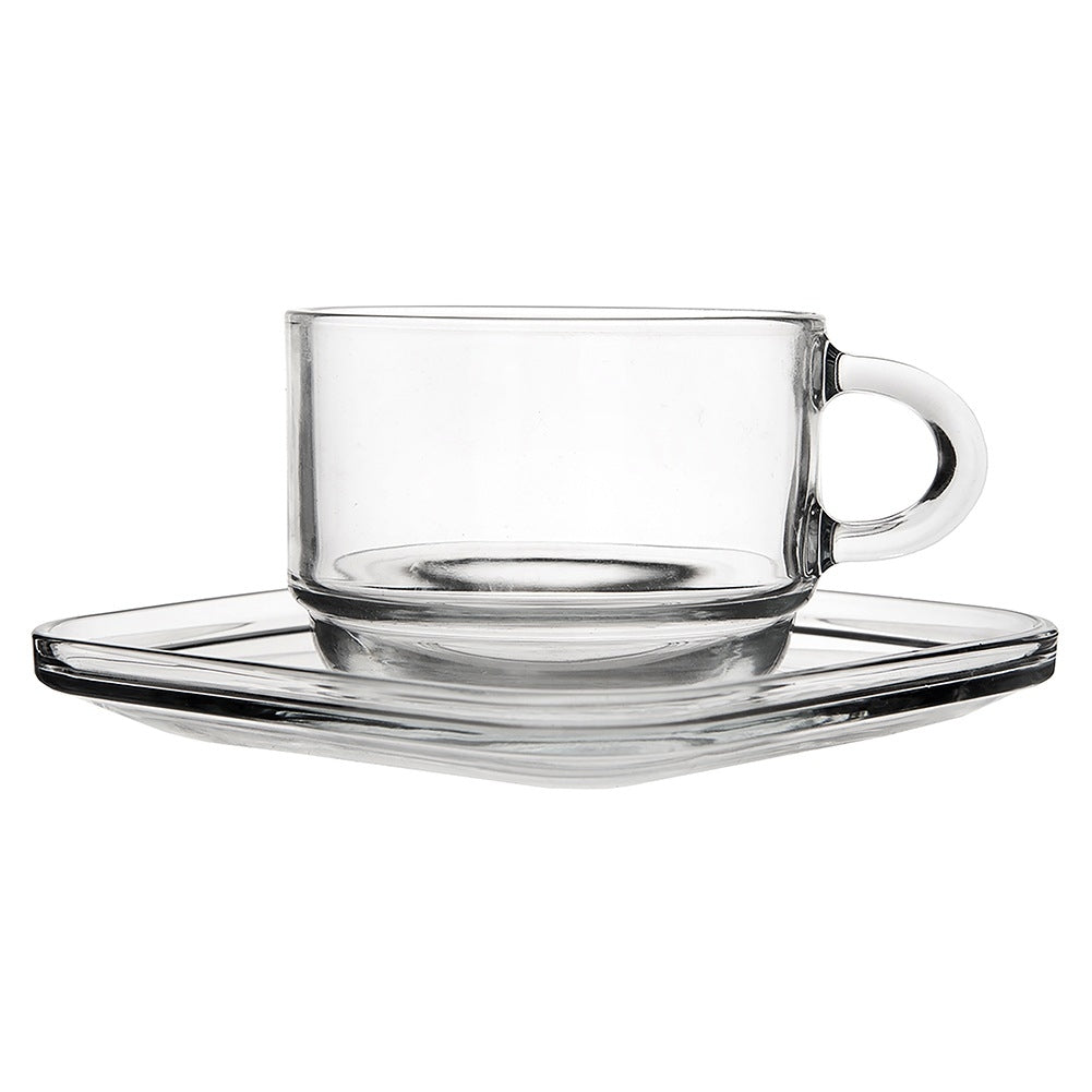 Glass cup with saucer 250 ml 6 pcs.