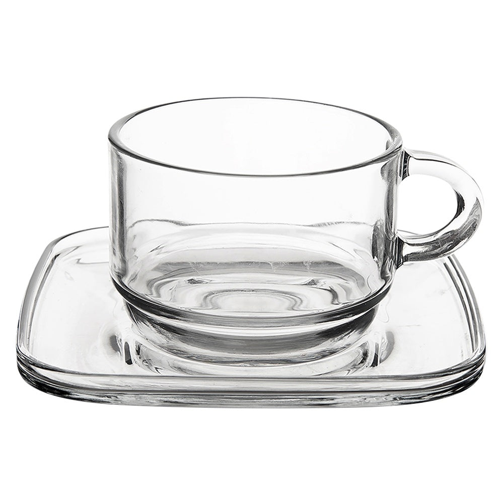 Glass cup with saucer 250 ml 6 pcs.
