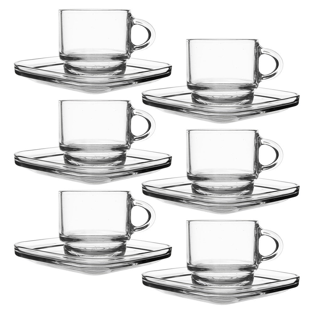 Glass cup with saucer 75 ml 6 pcs.