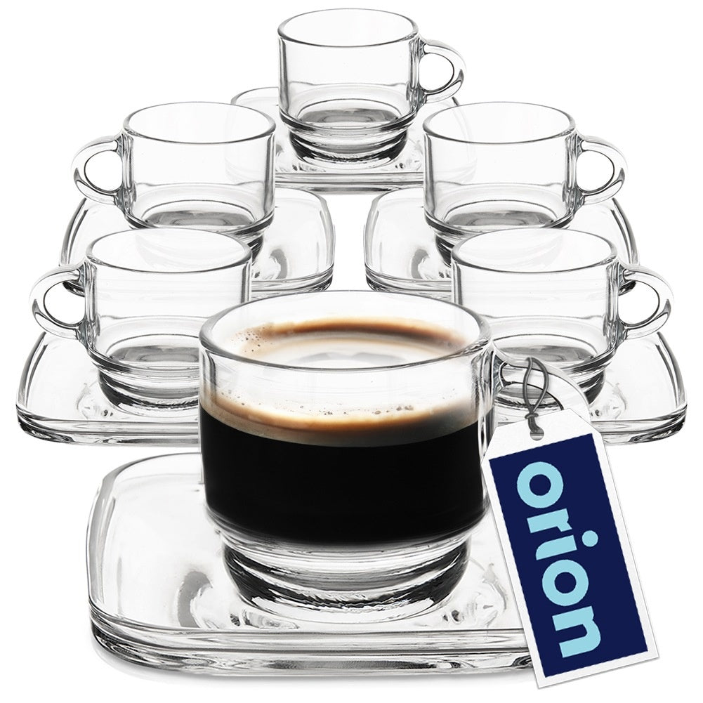 Glass cup with saucer 75 ml 6 pcs.