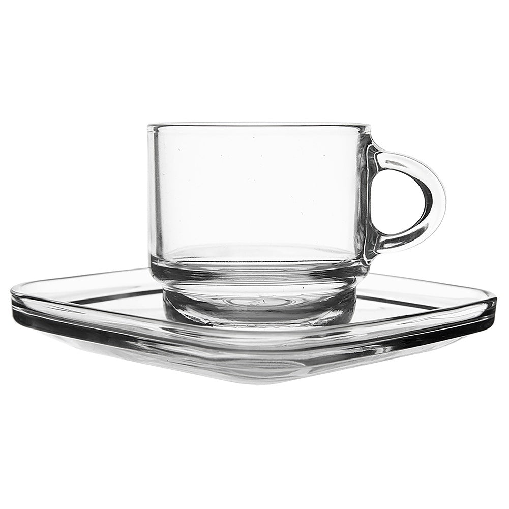 Glass cup with saucer 75 ml 6 pcs.