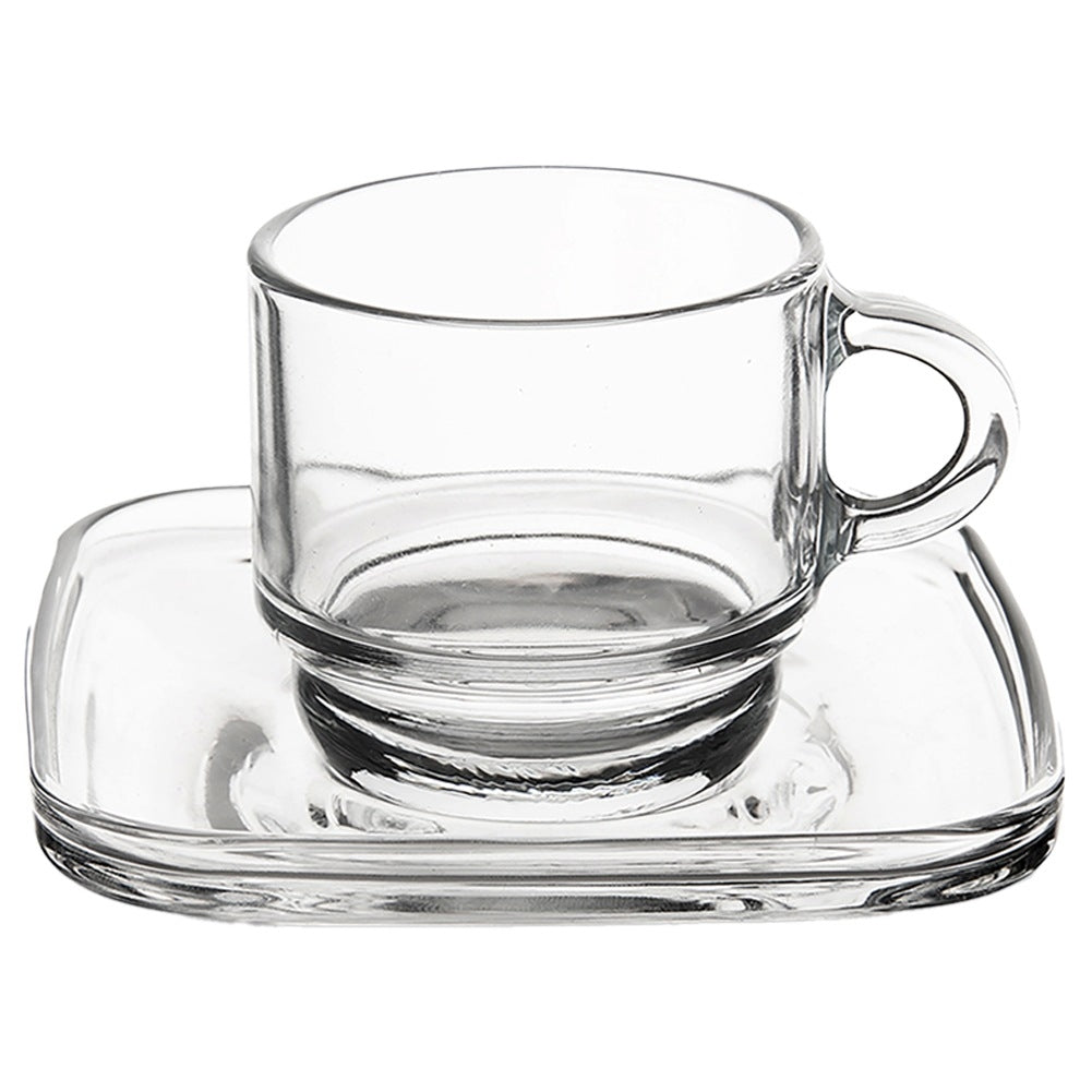 Glass cup with saucer 75 ml 6 pcs.