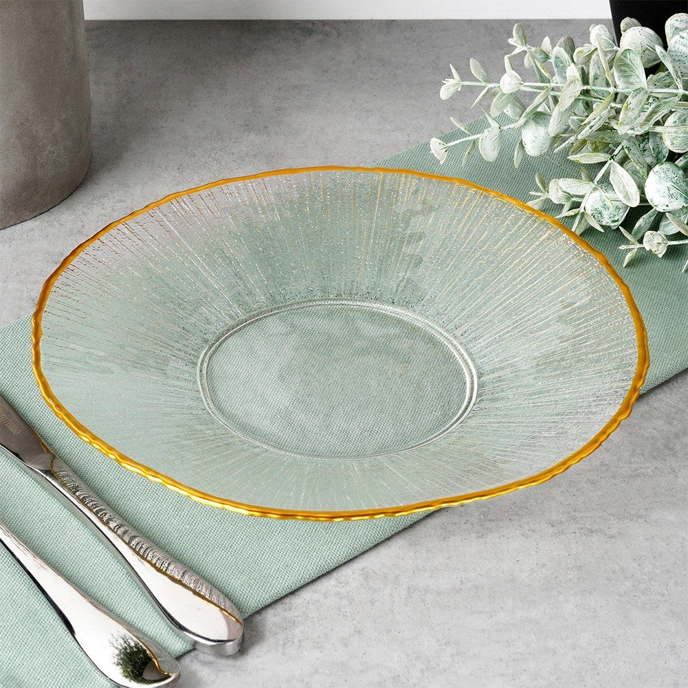 Glass dessert plate gold 21 cm