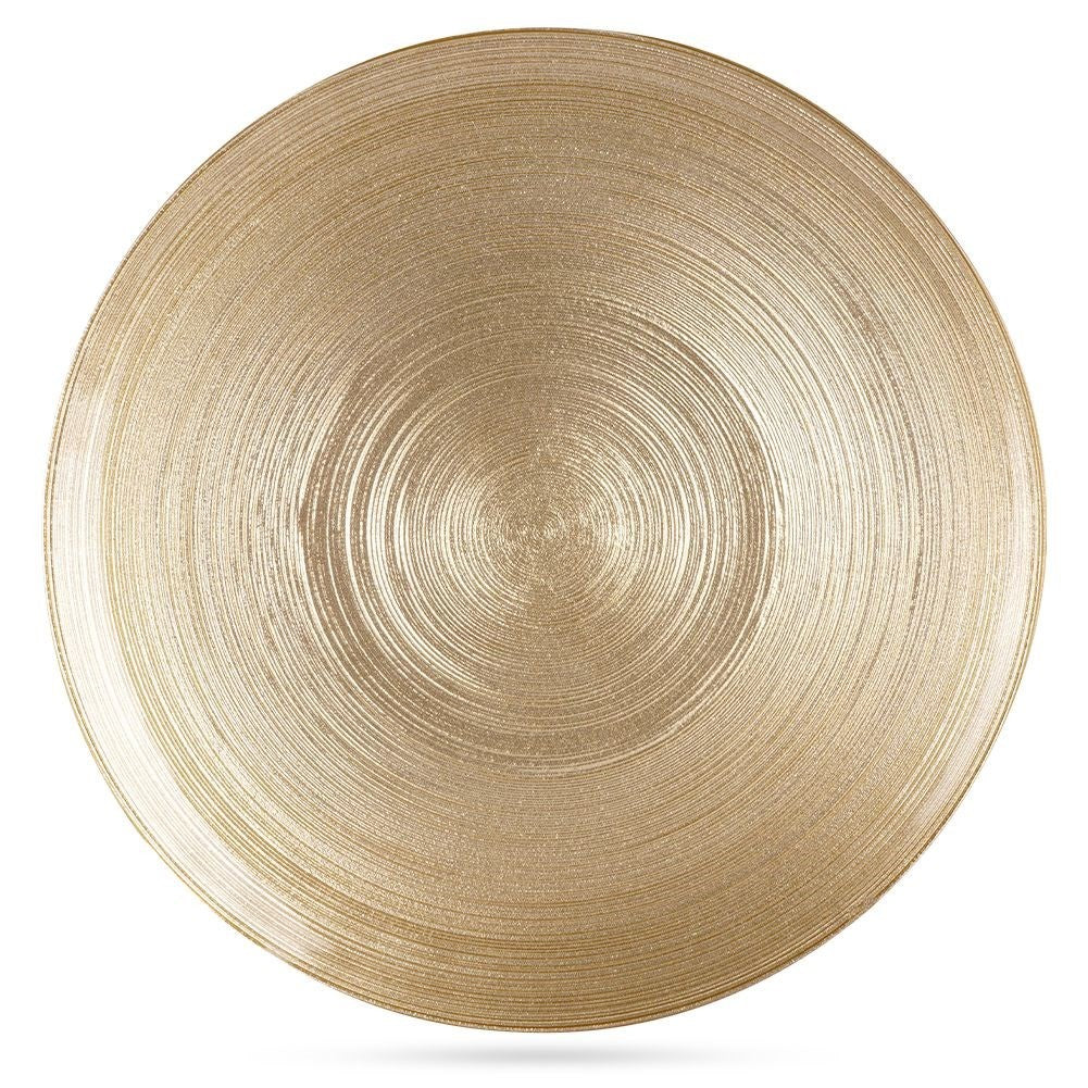 Glass dinner plate painted in gold for meals and snacks