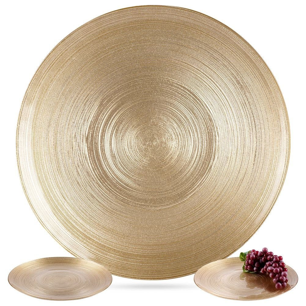 Glass dinner plate painted in gold for meals and snacks