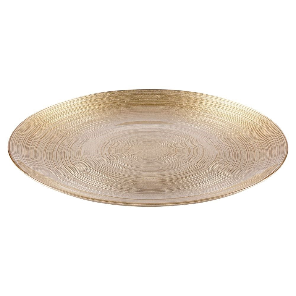 Glass dinner plate painted in gold for meals and snacks