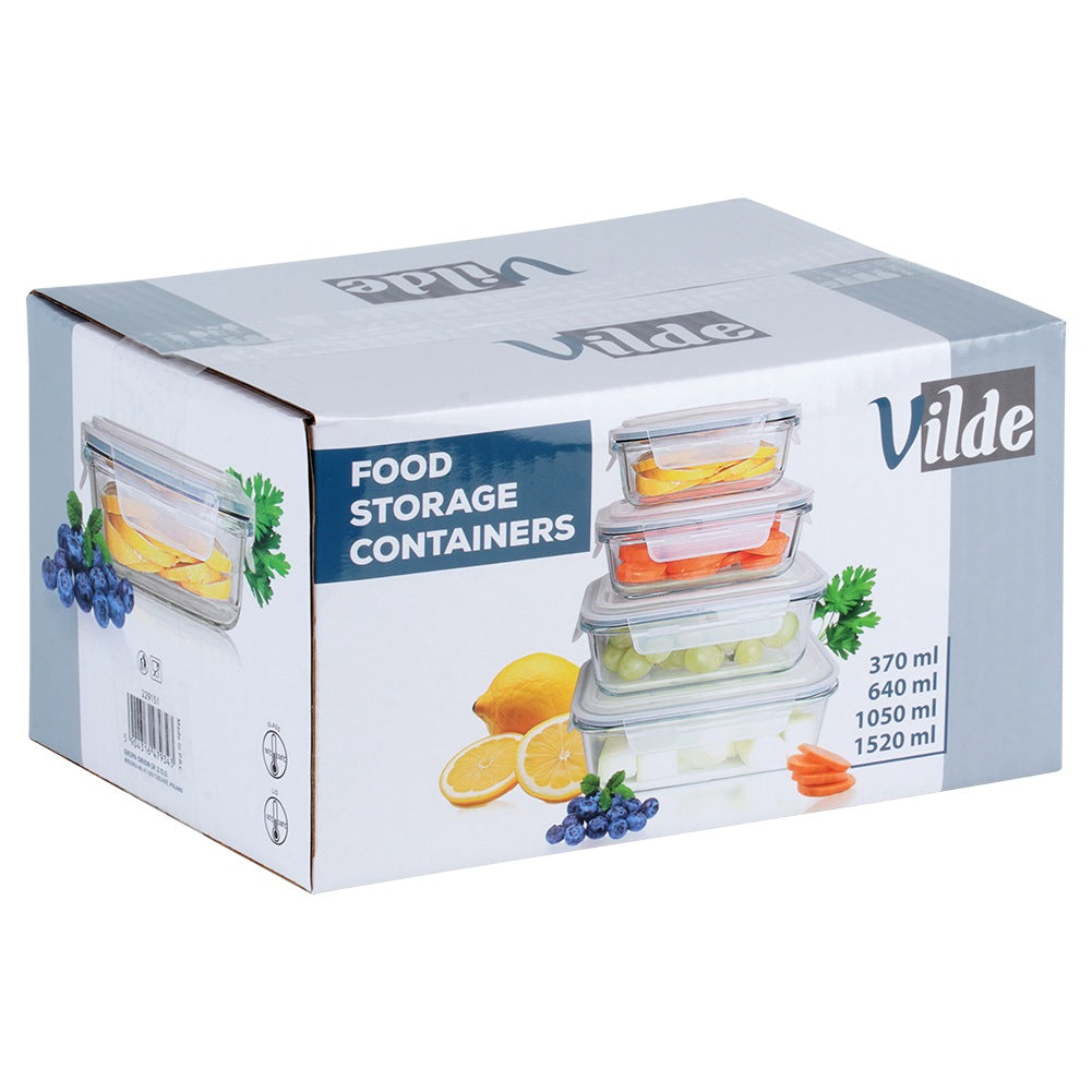Glass food containers with lid and seal 4 pcs.