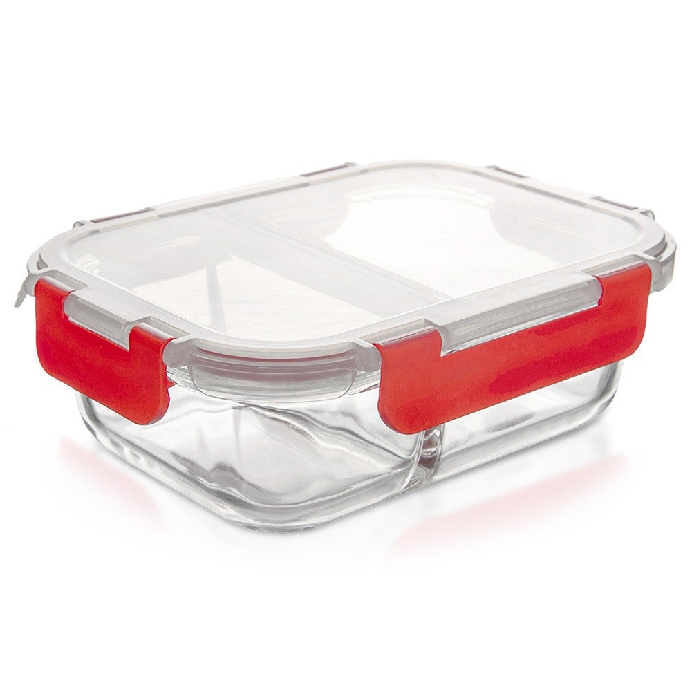 Glass food container with lid and seal, divided, 1.3 l