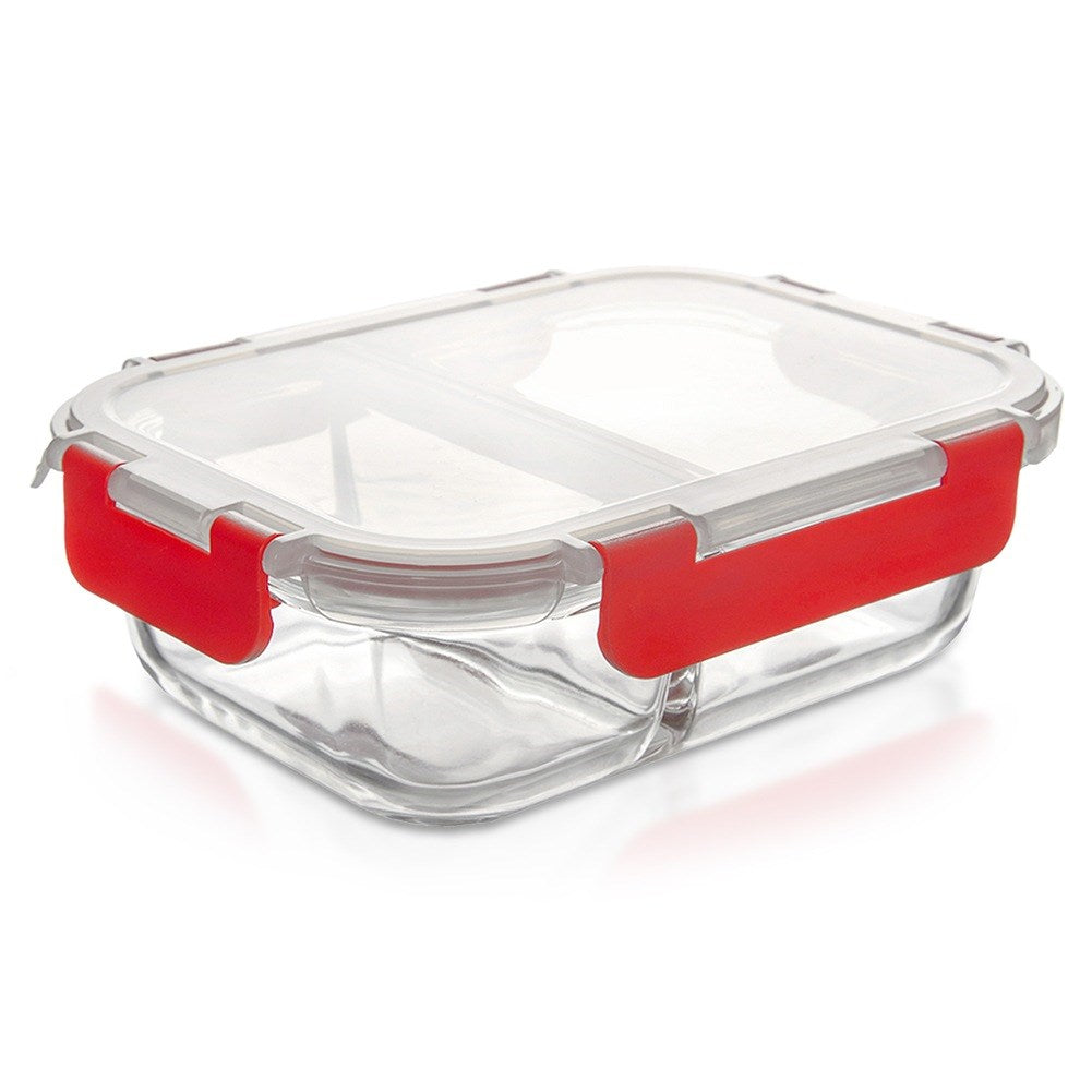 Glass food container with lid and seal, divided, 550 ml
