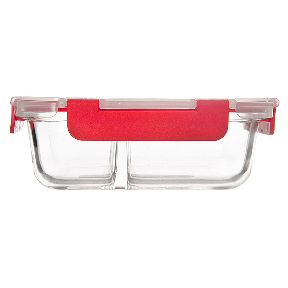Glass food container with lid and seal, divided, 550 ml
