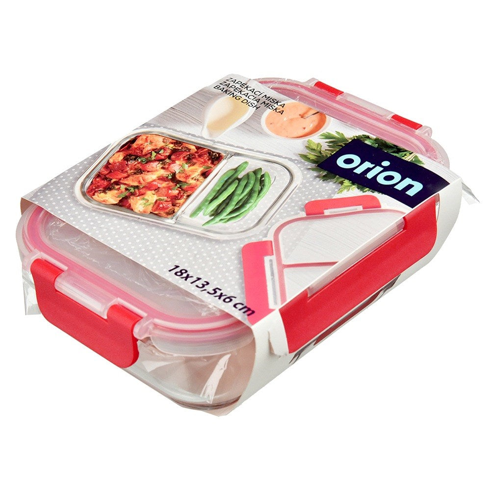 Glass food container with lid and seal, divided, 550 ml