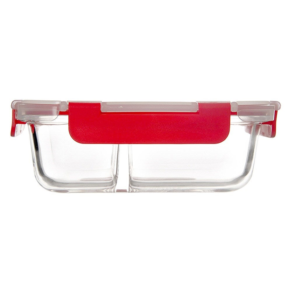 Glass food container with lid and seal, divided, 950 ml