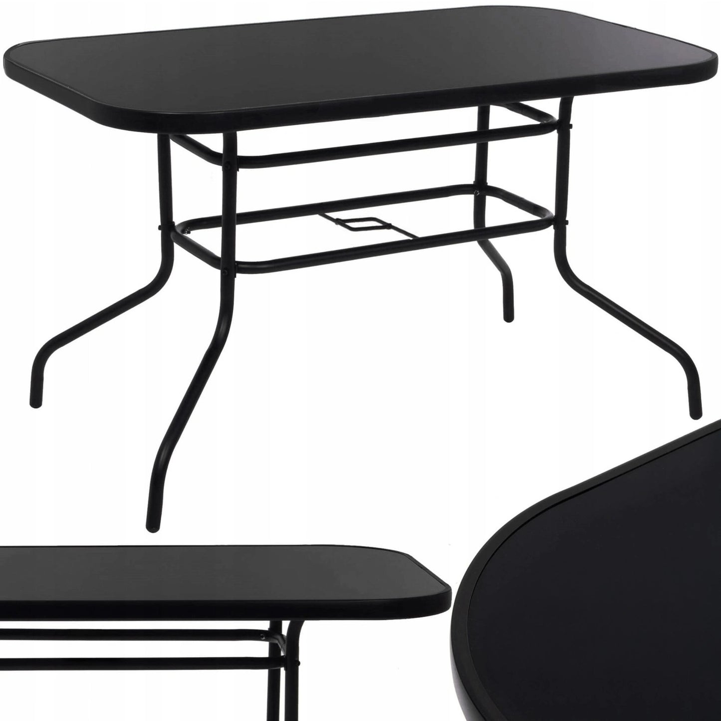 Glass garden table 120x70 cm for terrace garden tempered glass black