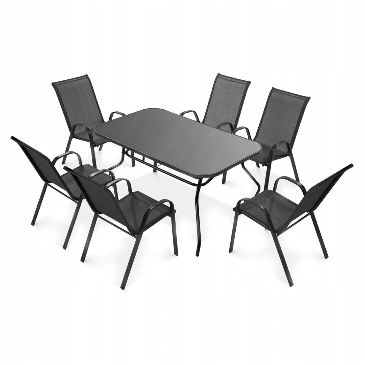 Glass garden table 120x70 cm for terrace garden tempered glass black