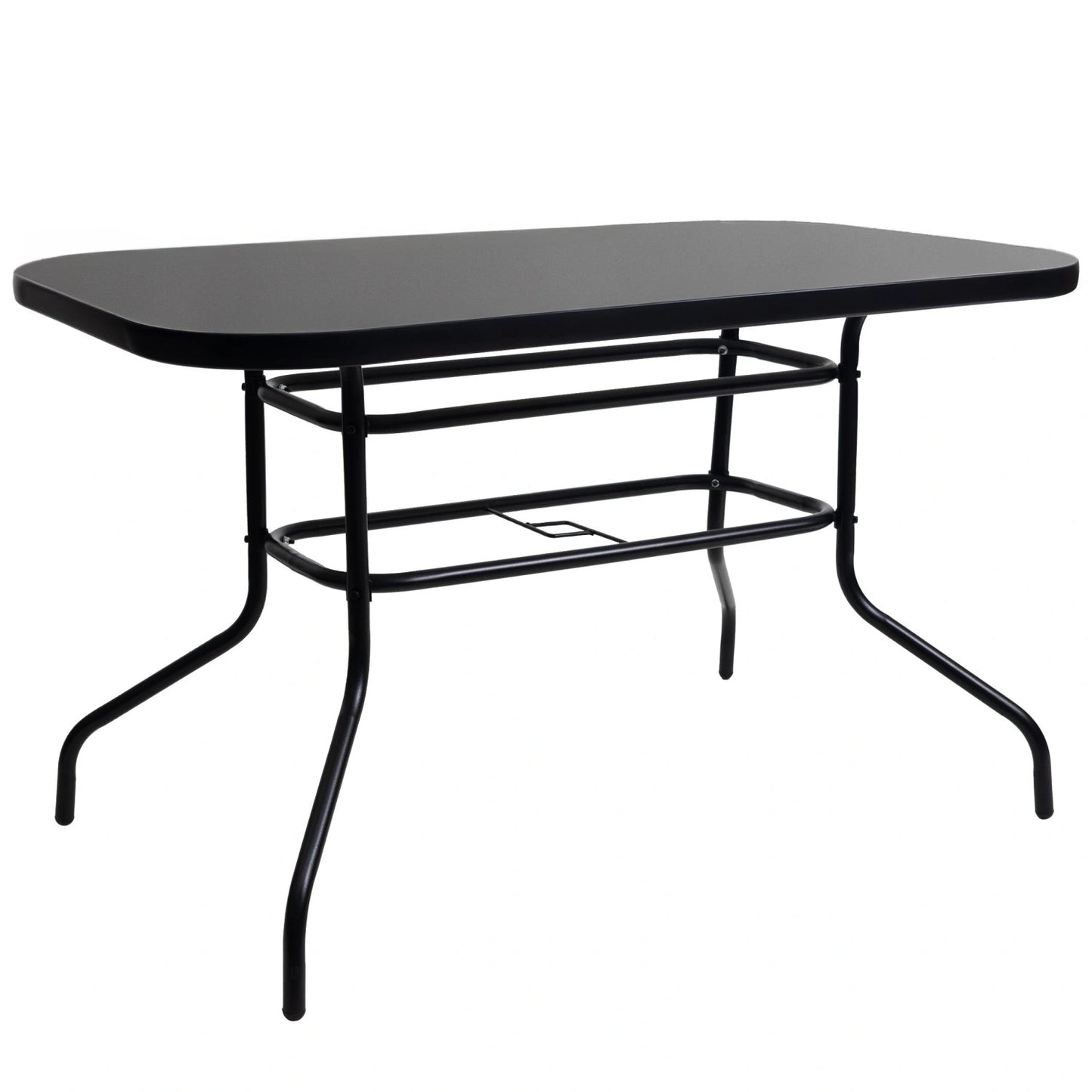 Glass garden table 120x70 cm for terrace garden tempered glass black