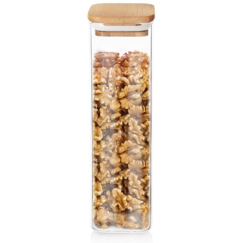 Glass jar in borosilicate glass with bamboo lid