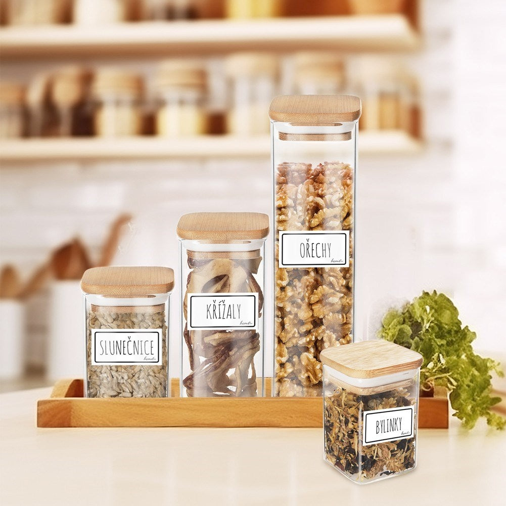Glass jar in borosilicate glass with bamboo lid