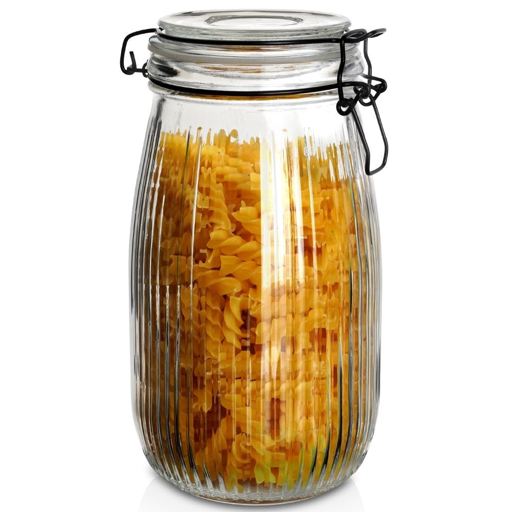 Glass jar with airtight patent lid and rubber seal