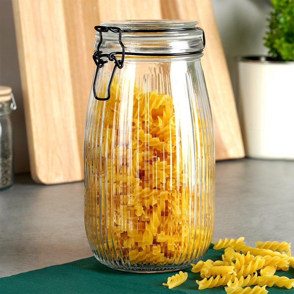 Glass jar with airtight patent lid and rubber seal