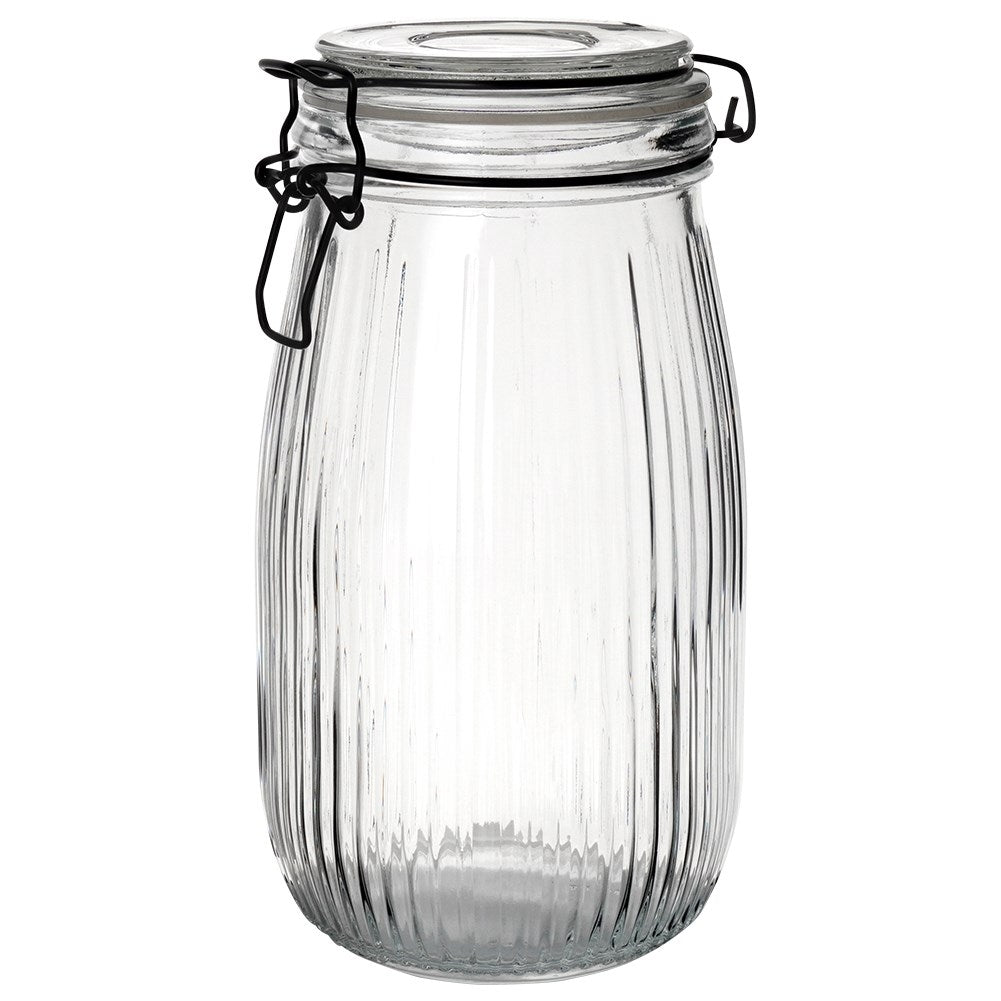 Glass jar with airtight patent lid and rubber seal
