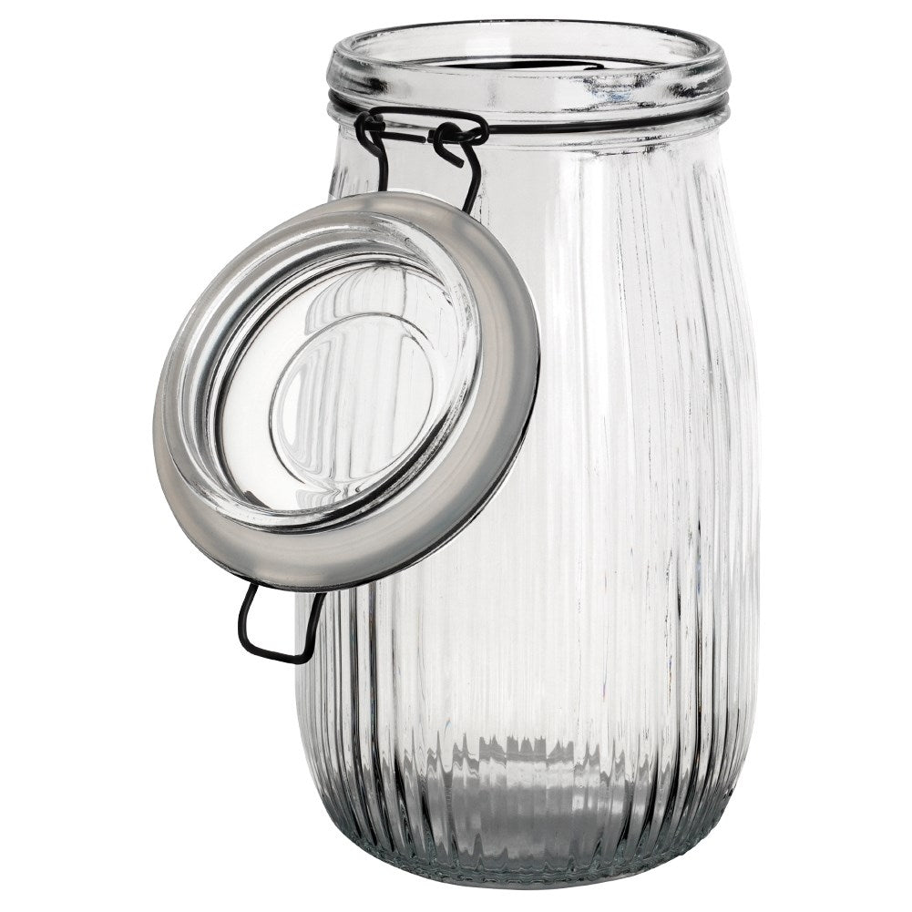Glass jar with airtight patent lid and rubber seal