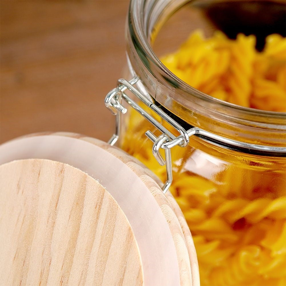 Glass jar with bamboo lid and patent closure, 1.5L