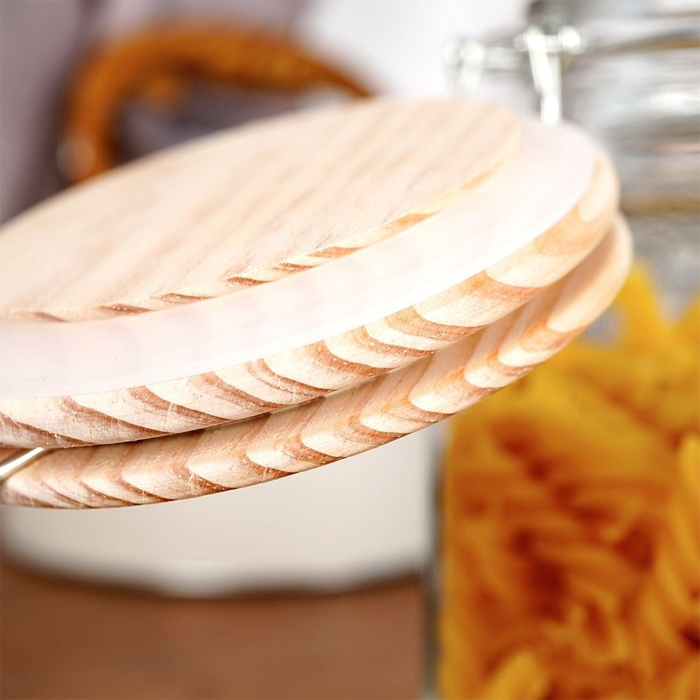 Glass jar with bamboo lid and patent closure, 1.5L